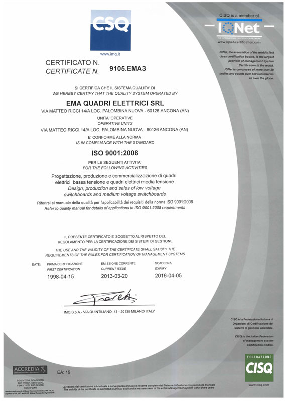 Certificazione ISO 9001 2013